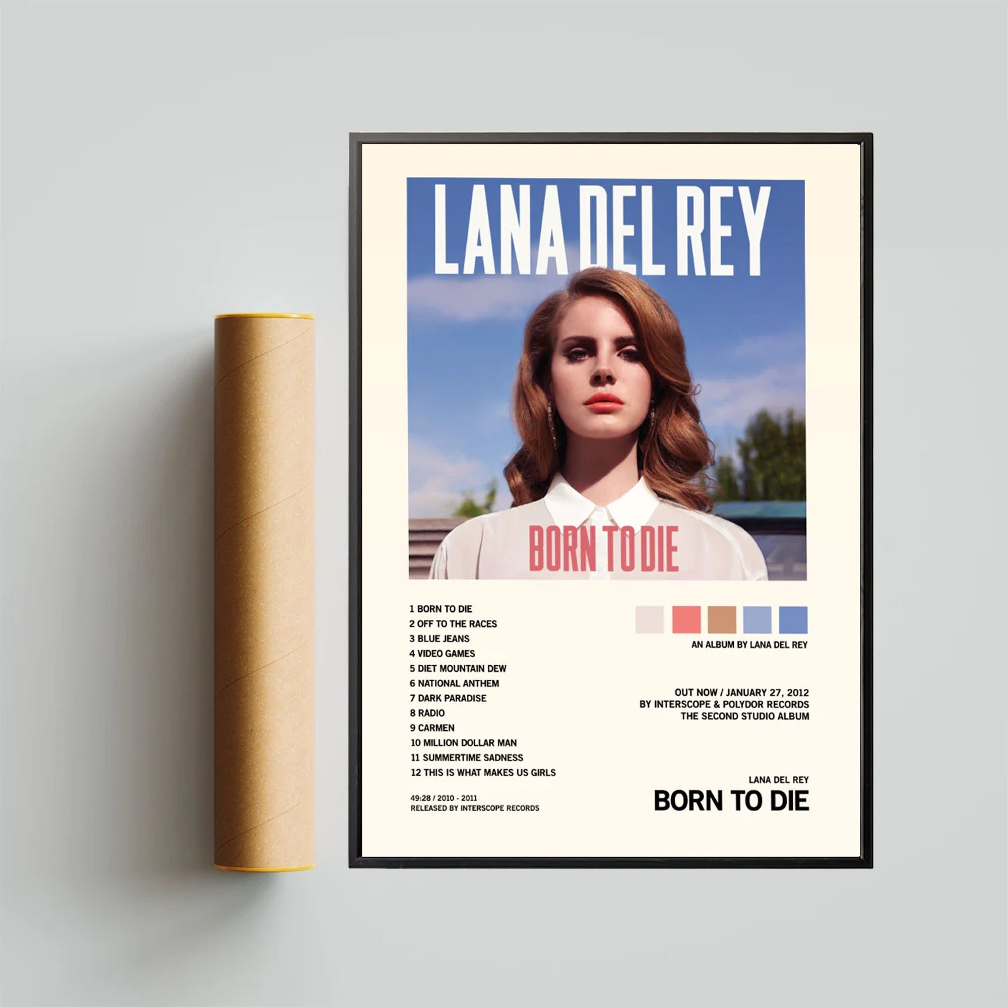 2000x2000 Lana Del Rey Poster Born to Die Album Cover Tracklist Poster, Desktop