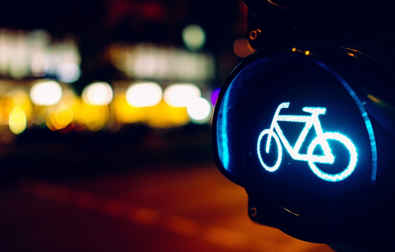 1340x850 Wallpaper road, macro, light, bike, lights, background, blue, sign, Wallpaper, blur, wallpaper, widescreen, background, bokeh, full screen, HD wallpaper image for desktop, section макро, Desktop