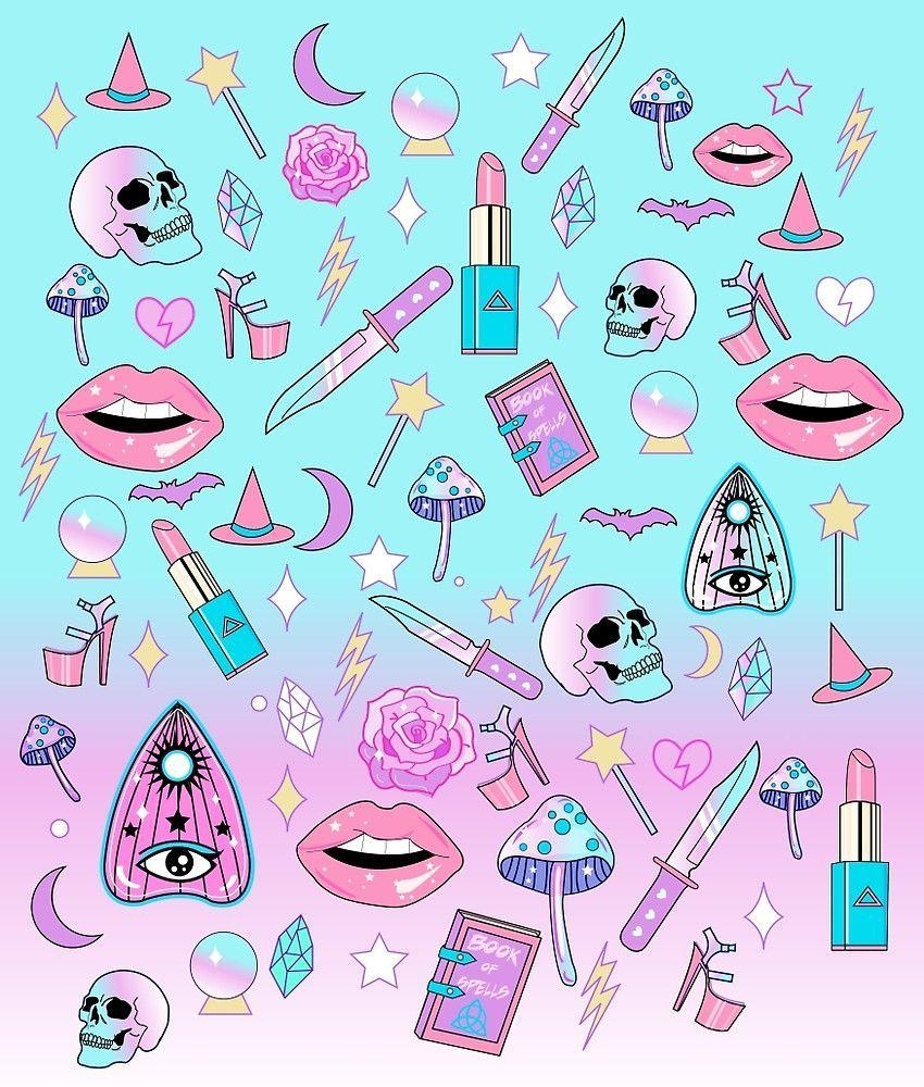 850x1000 Girly Pastel Witch Goth Pattern by lunaelizabeth. Background, Phone