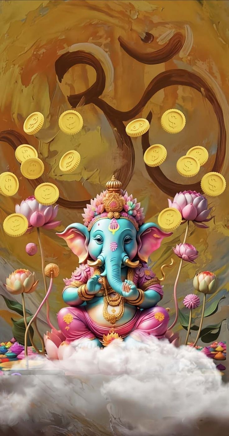 740x1400 God Ganesh Money iPhone Wallpaper 4K, Phone