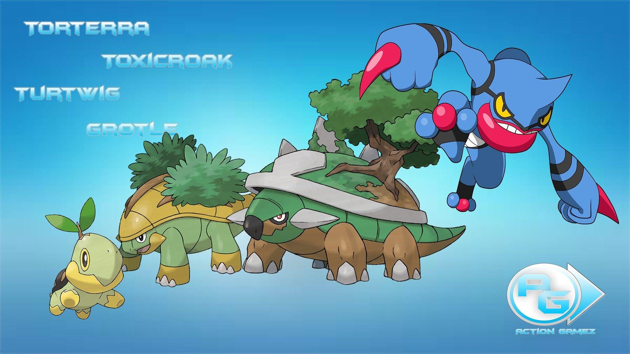 2050x1160 Respawn do Torterra, Toxicroak, Grotle e do Turtwig Pokemon, Desktop