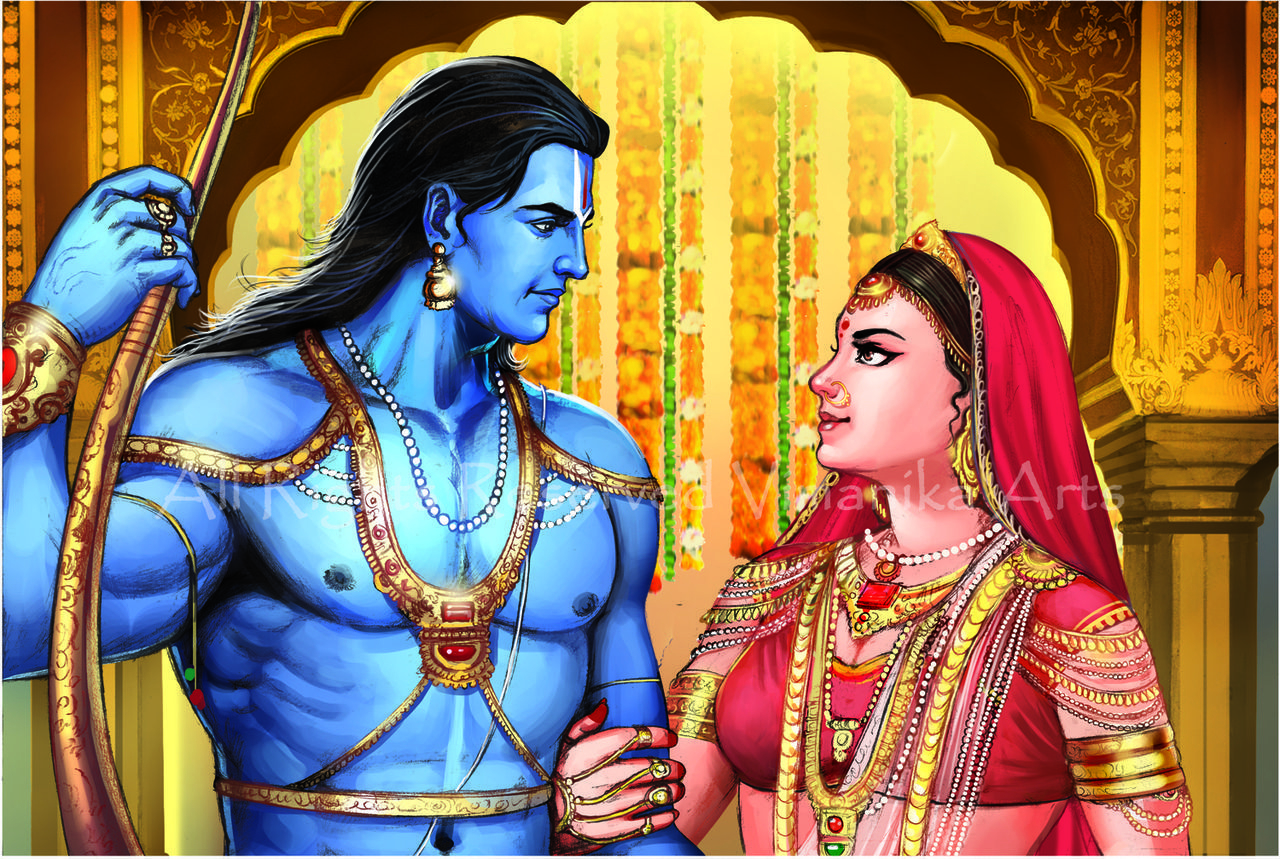 1280x860 Ram Sita Marriage (PRT_6900_40687) Art Print X 24in. Shri ram photo, Lord rama image, Ram photo, Desktop