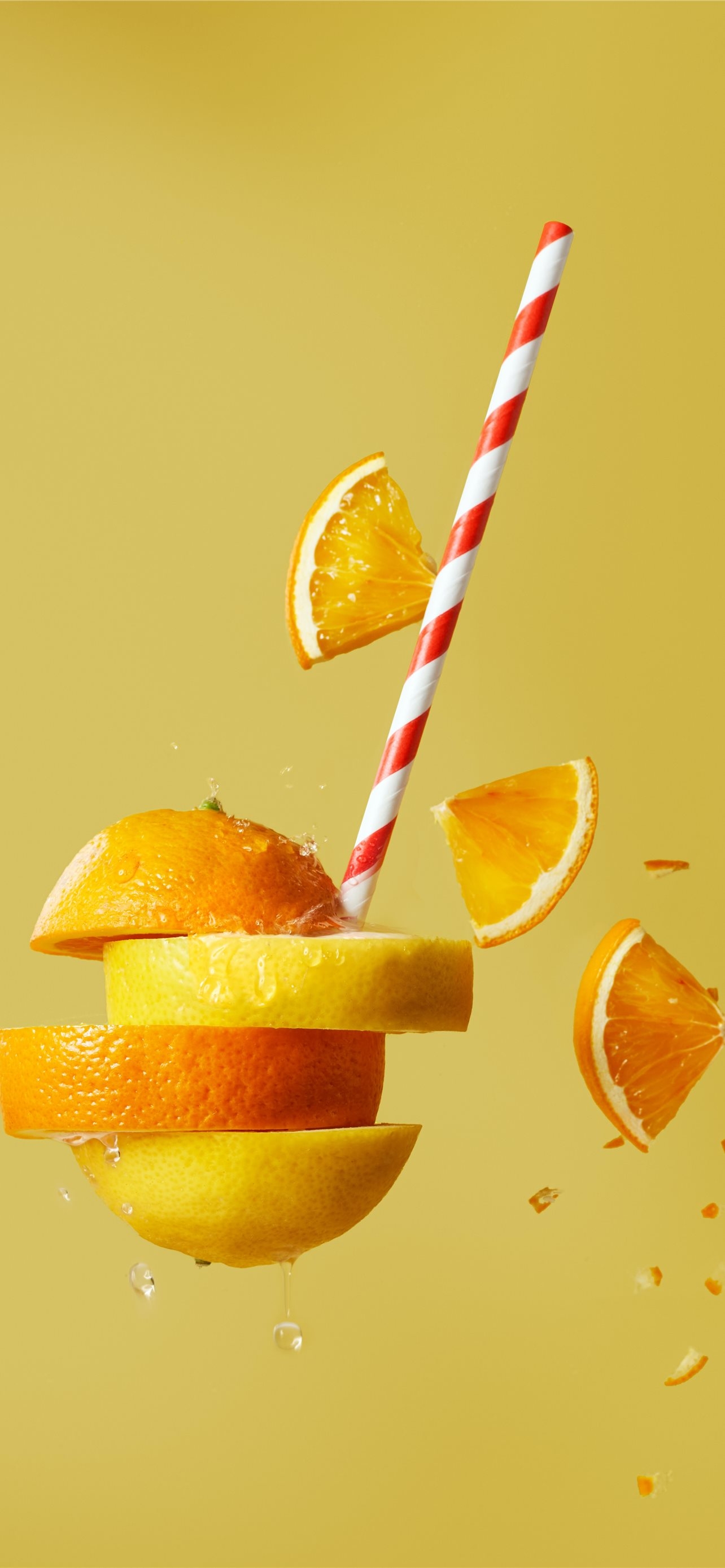 1290x2780 sliced orange fruit with straw iPhone, Phone