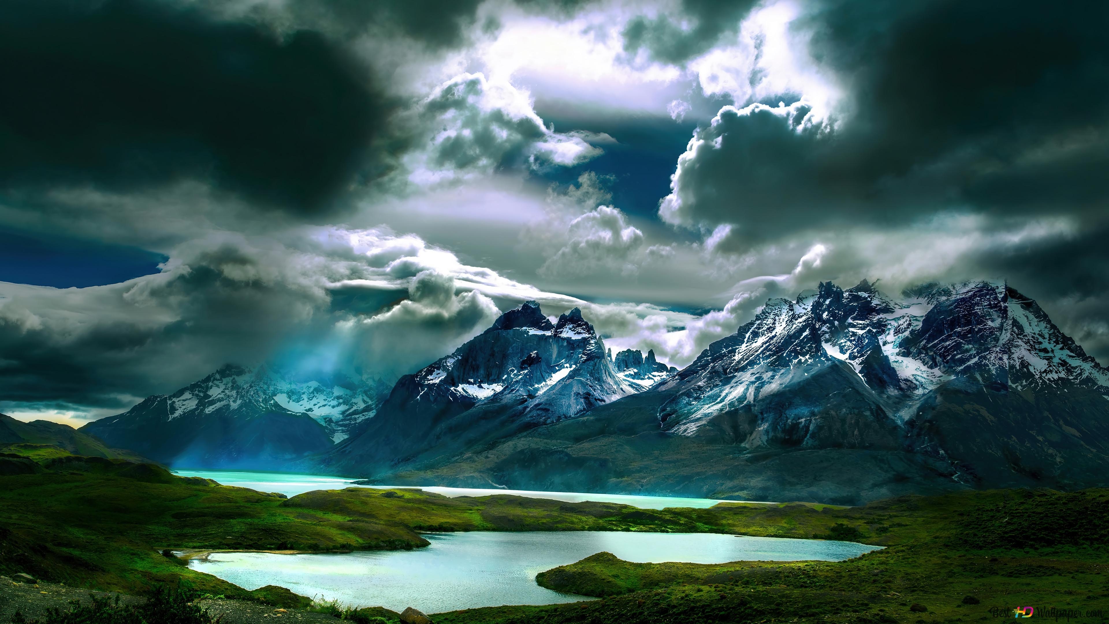 3840x2160 Lightning Clouds above Mountain 4K wallpaper download, Desktop