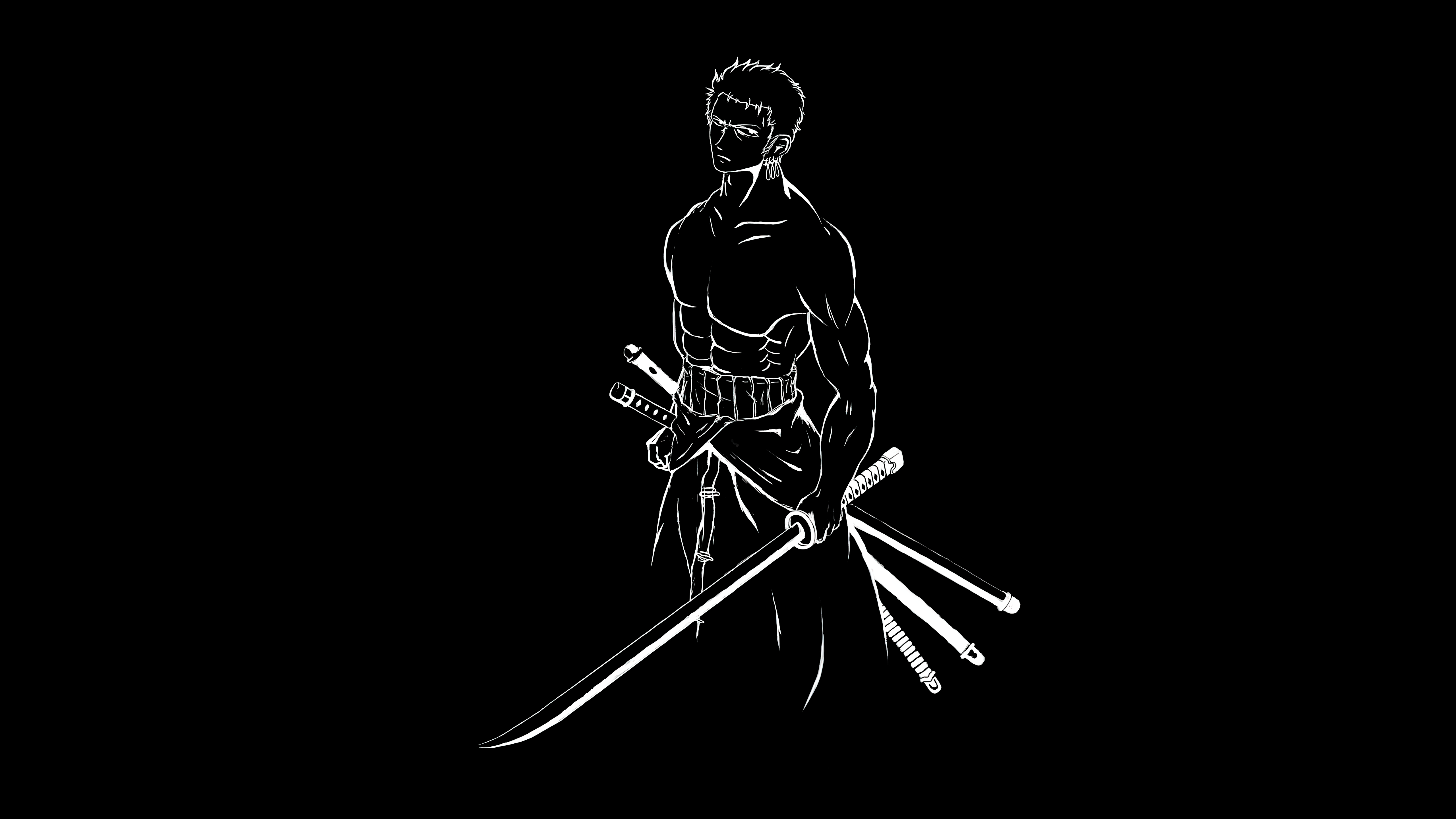 5120x2880 Roronoa Zoro Wallpaper 4K, One Piece, Black Dark, Desktop