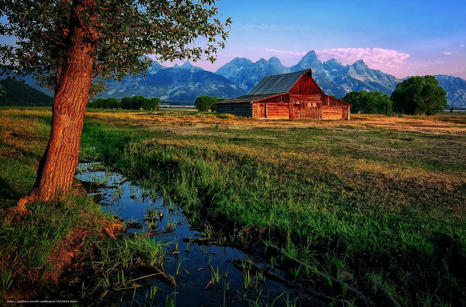 1600x1060 Download wallpaper thomas moulton barn, Grand Teton National Park, Desktop