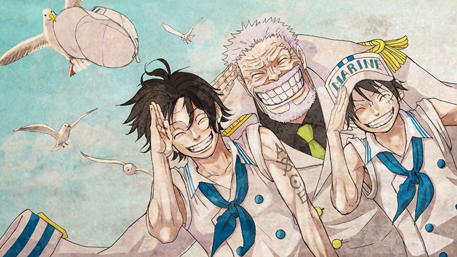 1920x1080 Ace Luffy and Garp Marine One Piece HD  #l1, Desktop