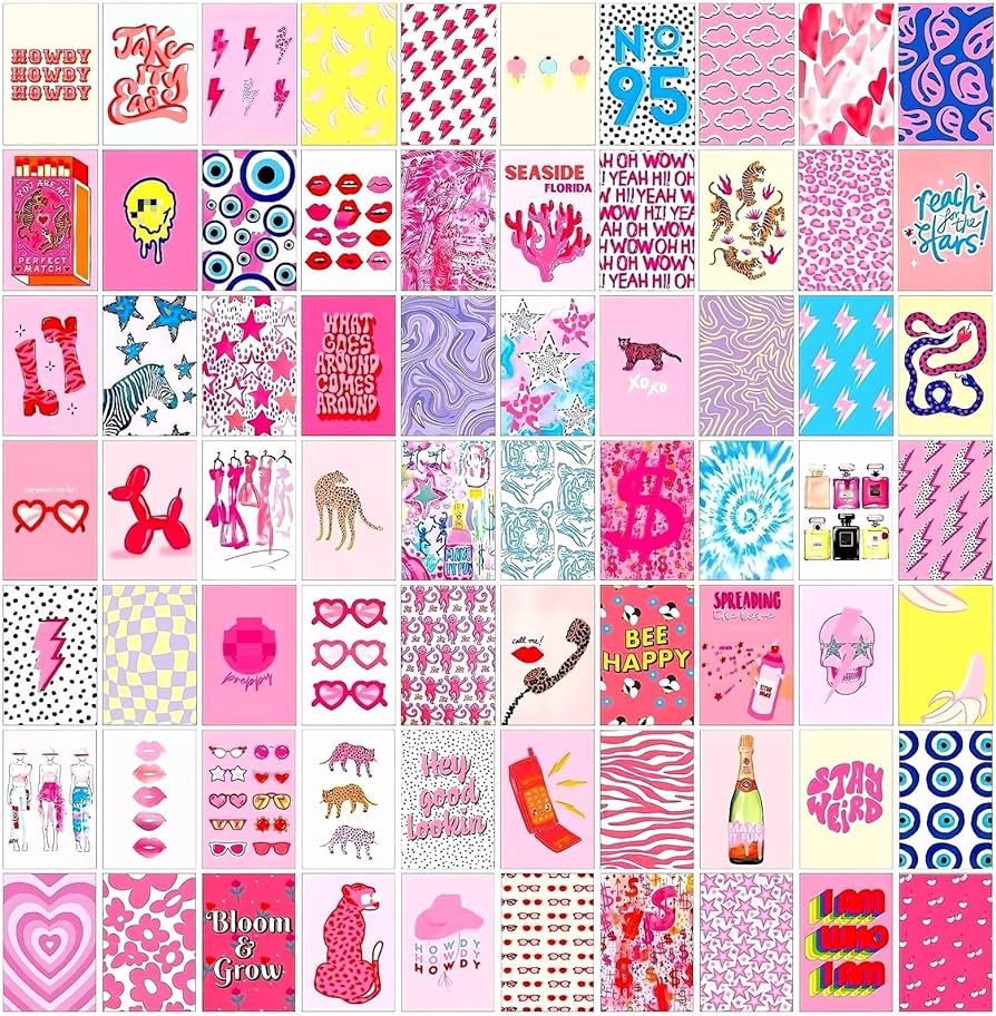 900x920 LCLAIDYDY 70Pcs Preppy Room Decor, Pink Wall Collage Kit Aesthetic Picture Hot Pink Room Decor for Bedroom Small Posters for Room Aesthetic Preppy Cute Dorm Photo Wall Decor for Teen Girls 4x6, Phone