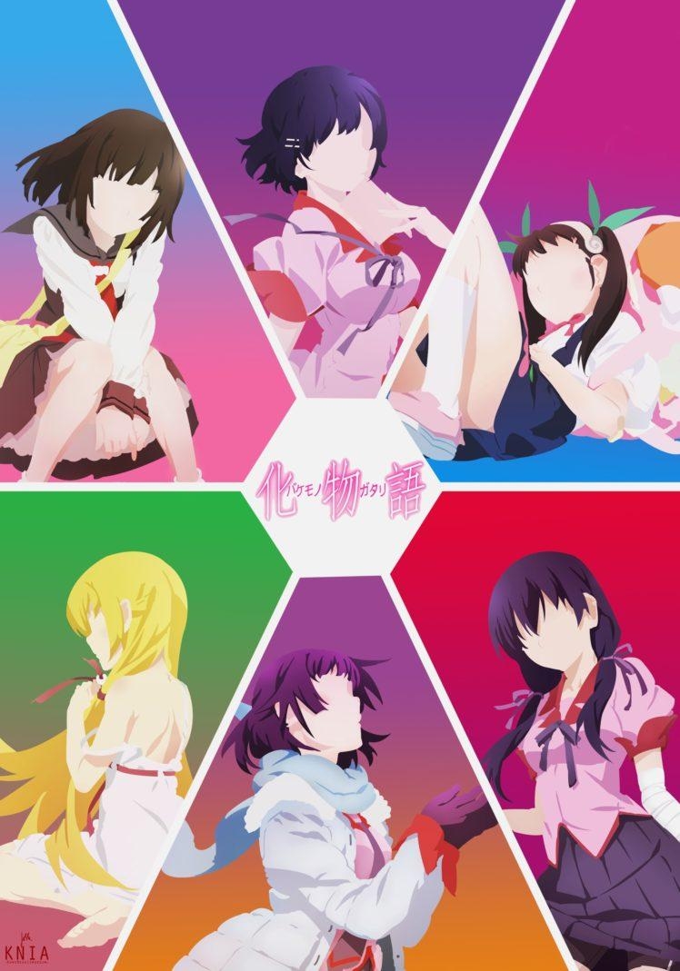 750x1070 Monogatari Series, Anime girls, Hachikuji Mayoi, Oshino Shinobu, Phone