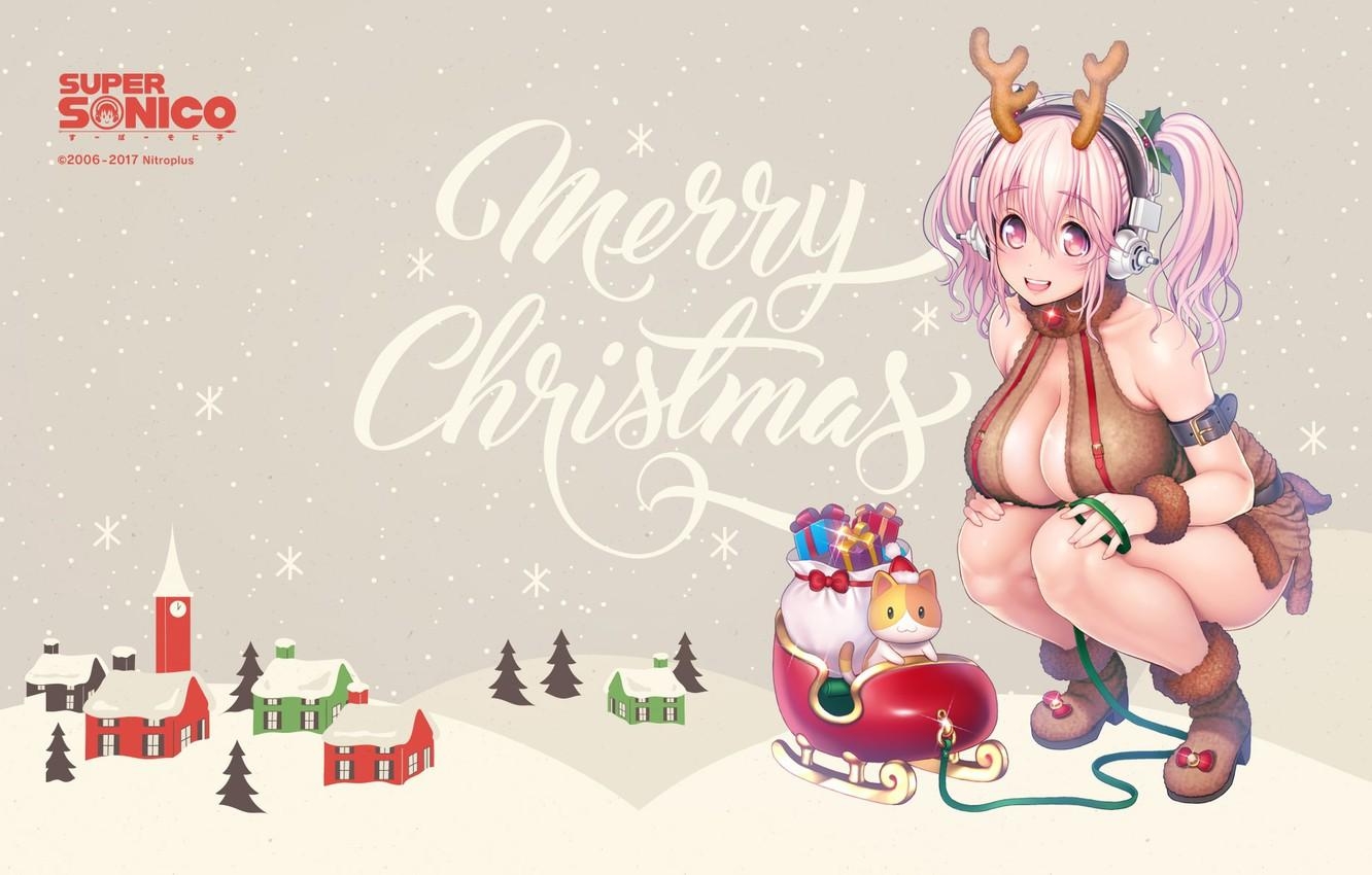 1340x850 Wallpaper Christmas, art, girl, super sonic, sonic image, Desktop