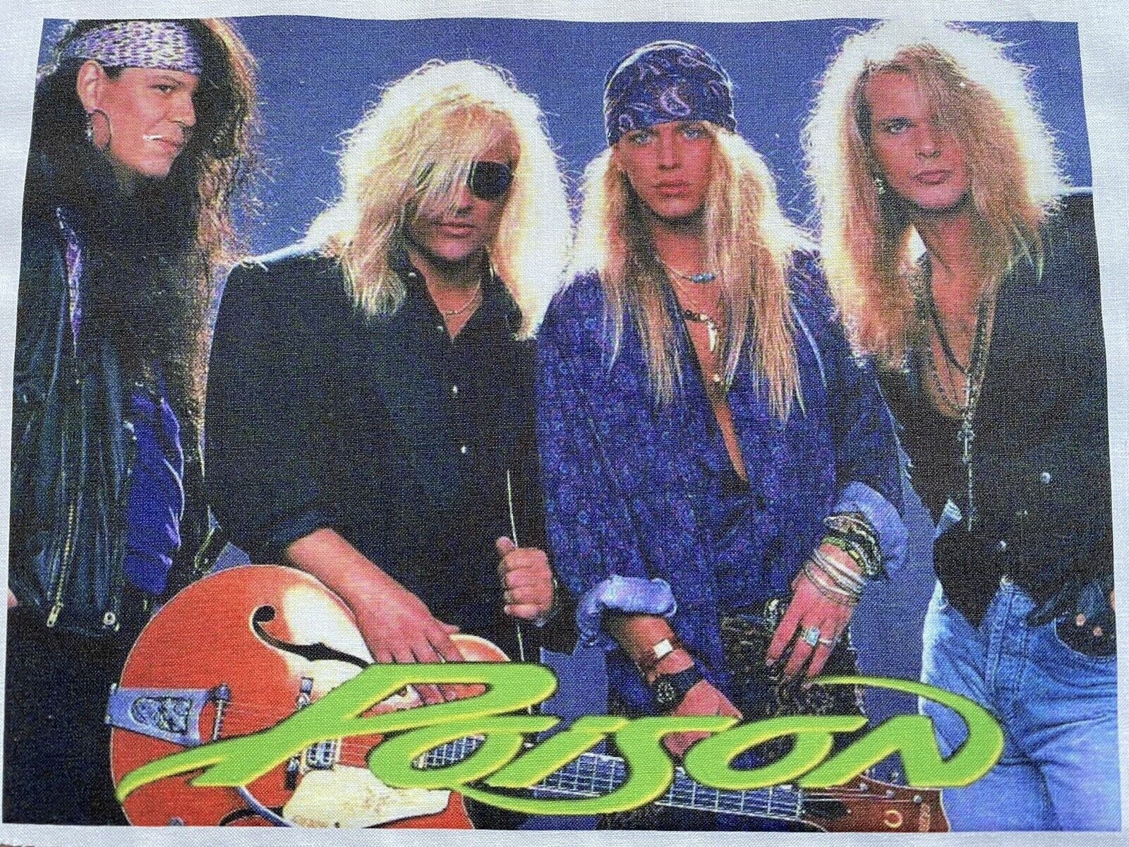 1600x1200 Poison Band Quilt Block “ Metal Music Fabric Material Bret Michaels Guitar, Desktop