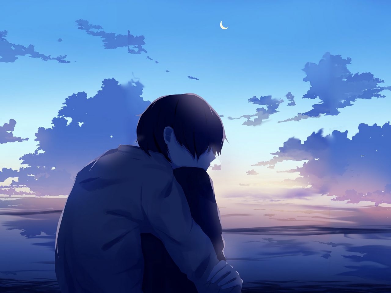 1280x960 Download wallpaper  boy, alone, sad, anime standard 4:3 HD background, Desktop