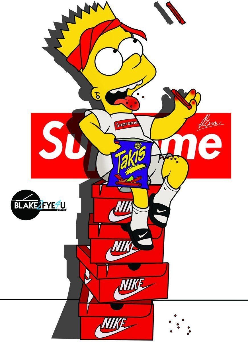 880x1200 Bart Simpson Nike Supreme Wallpaper Download, Phone