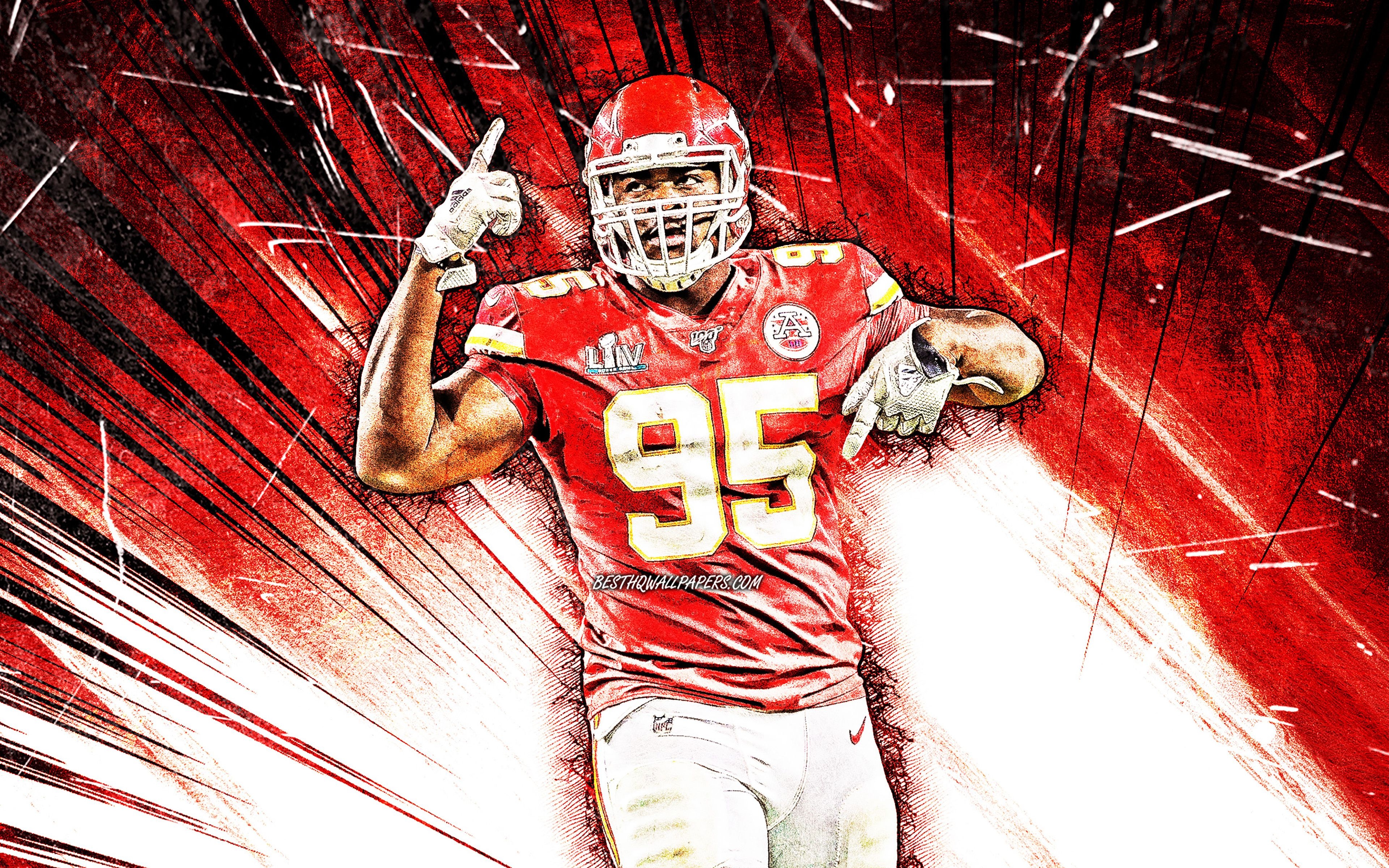 3840x2400 4k, Chris Jones, Grunge Art, Nfl, Kansas City Chiefs, HD Wallpaper, Desktop