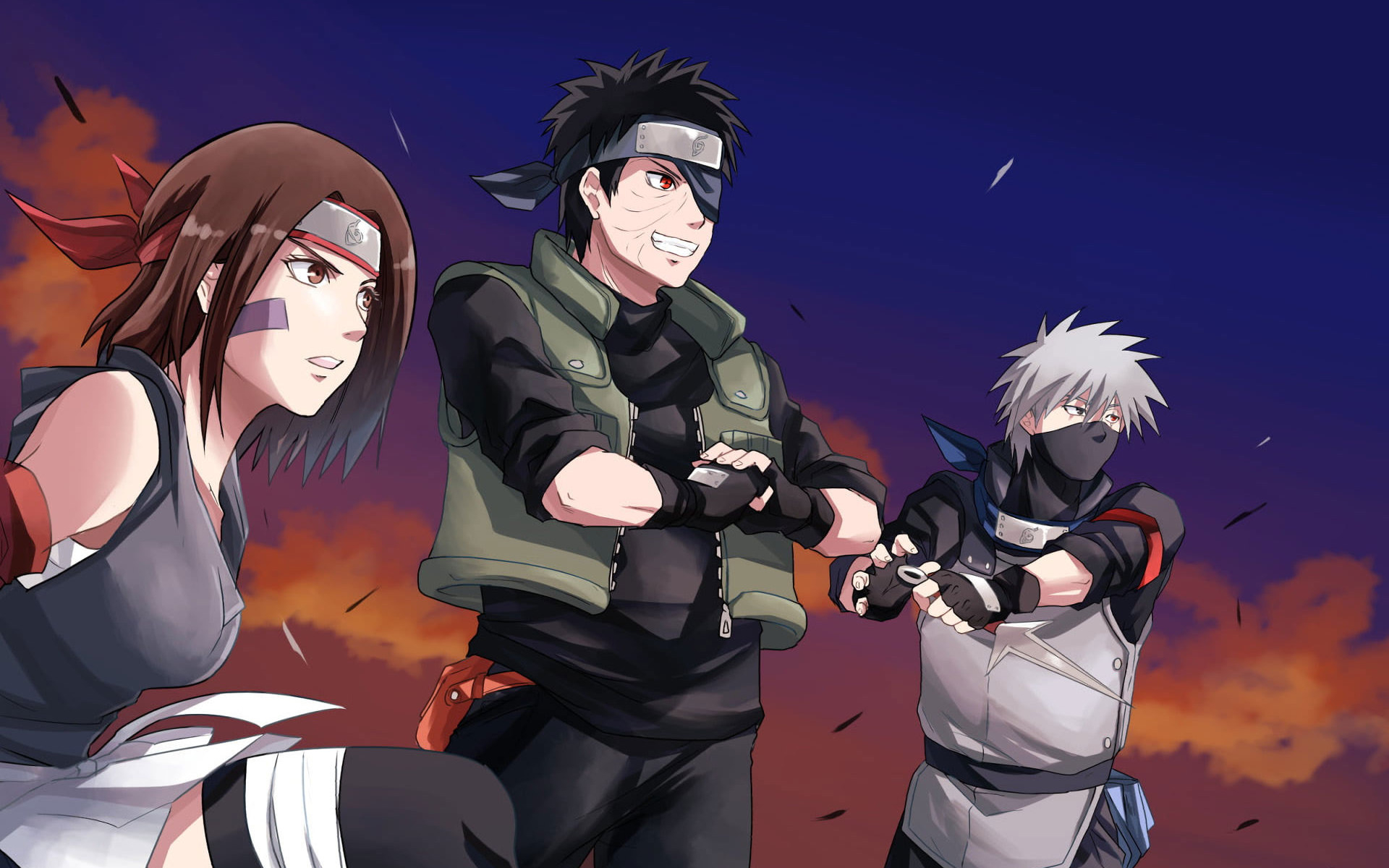 1920x1200 Wallpaper Hatake Kakashi, Rin And Obito Illustration • Wallpaper For You, Desktop