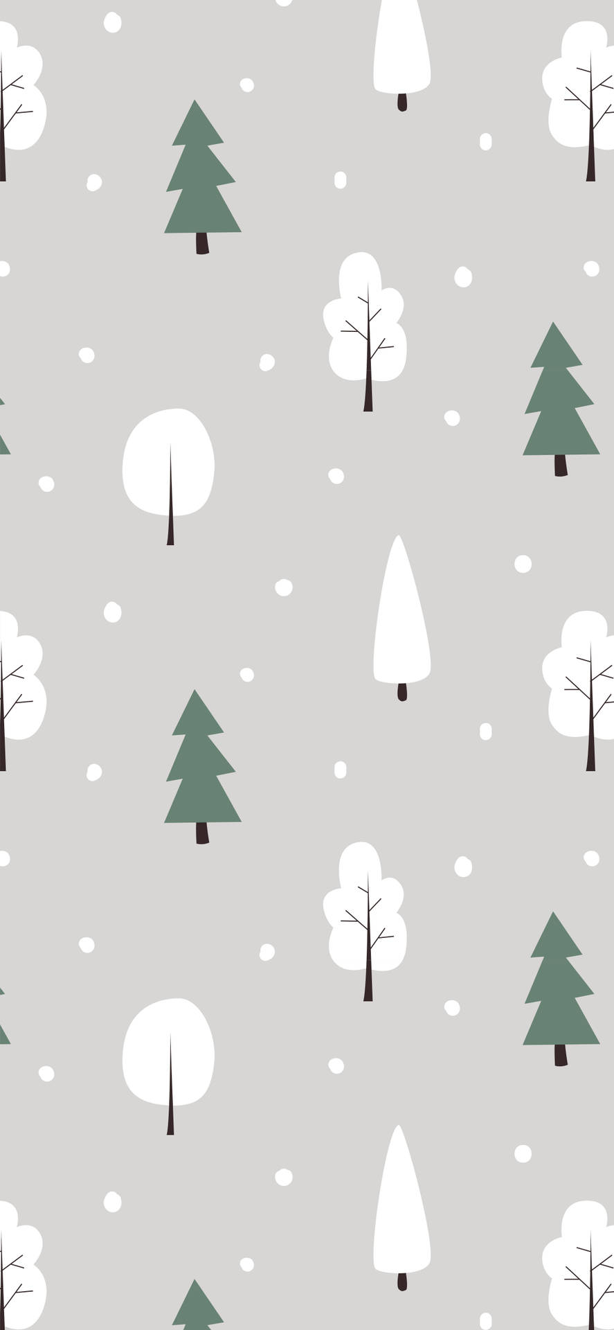 890x1920 Download A Gray And White Pattern With Trees And Snowflakes Wallpaper, Phone