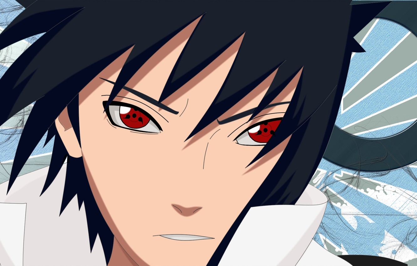 1340x850 Wallpaper face, red eyes, sharingan, ninjutsu, Sasuke Uchiha, Naruto Shippuden, Naruto shippuuden, high collar image for desktop, section сёнэн, Desktop