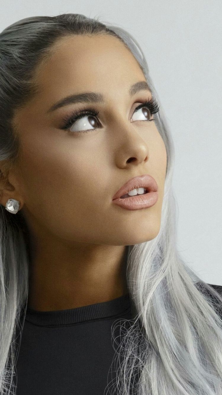 750x1340 Download Ariana Grande, white colored hair, Reebok, photohoot, Phone