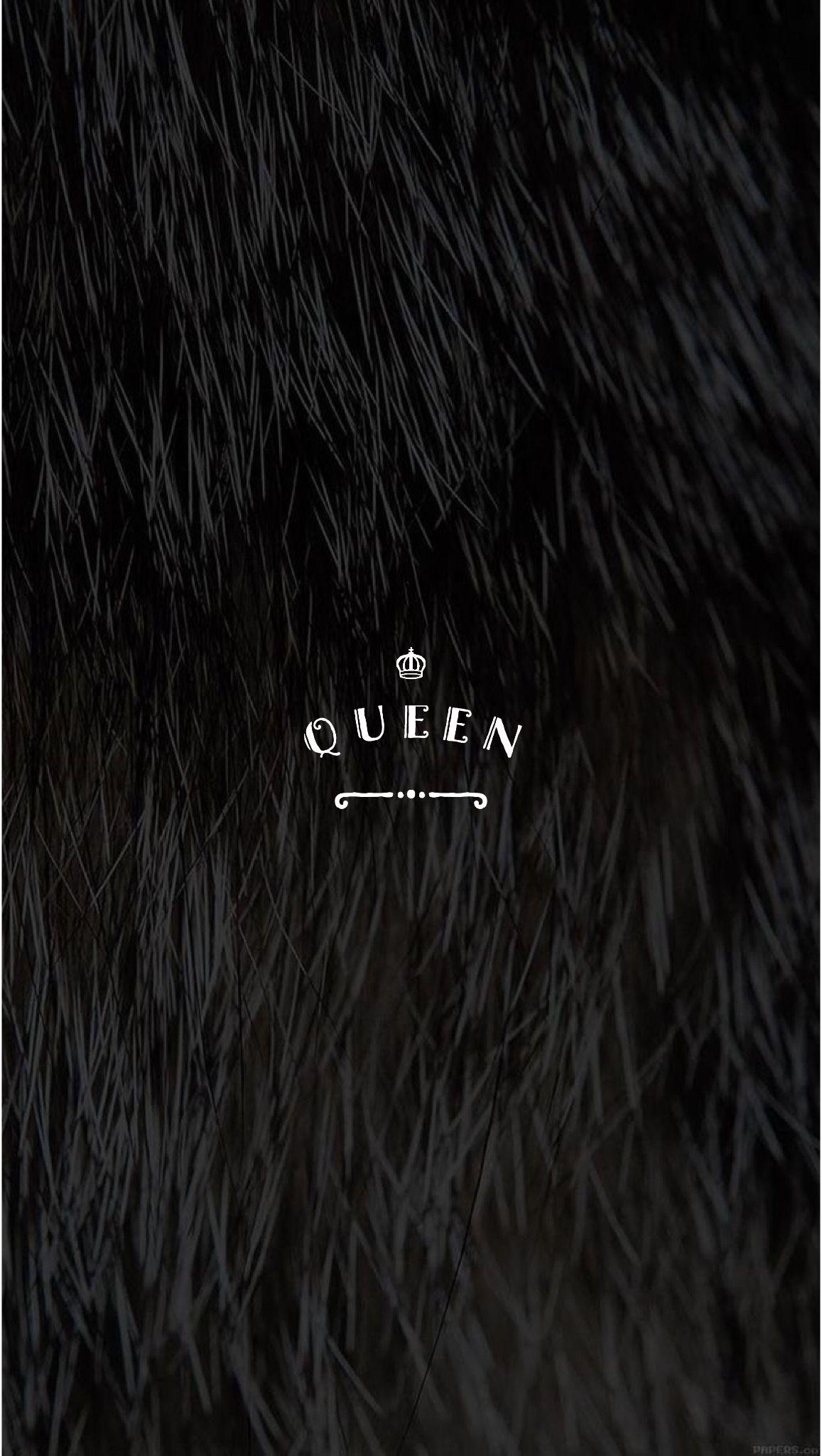 1160x2050 Black Faux Fur Pretty Positivity™ Queen iPhone Mobile Wallpaper, Phone