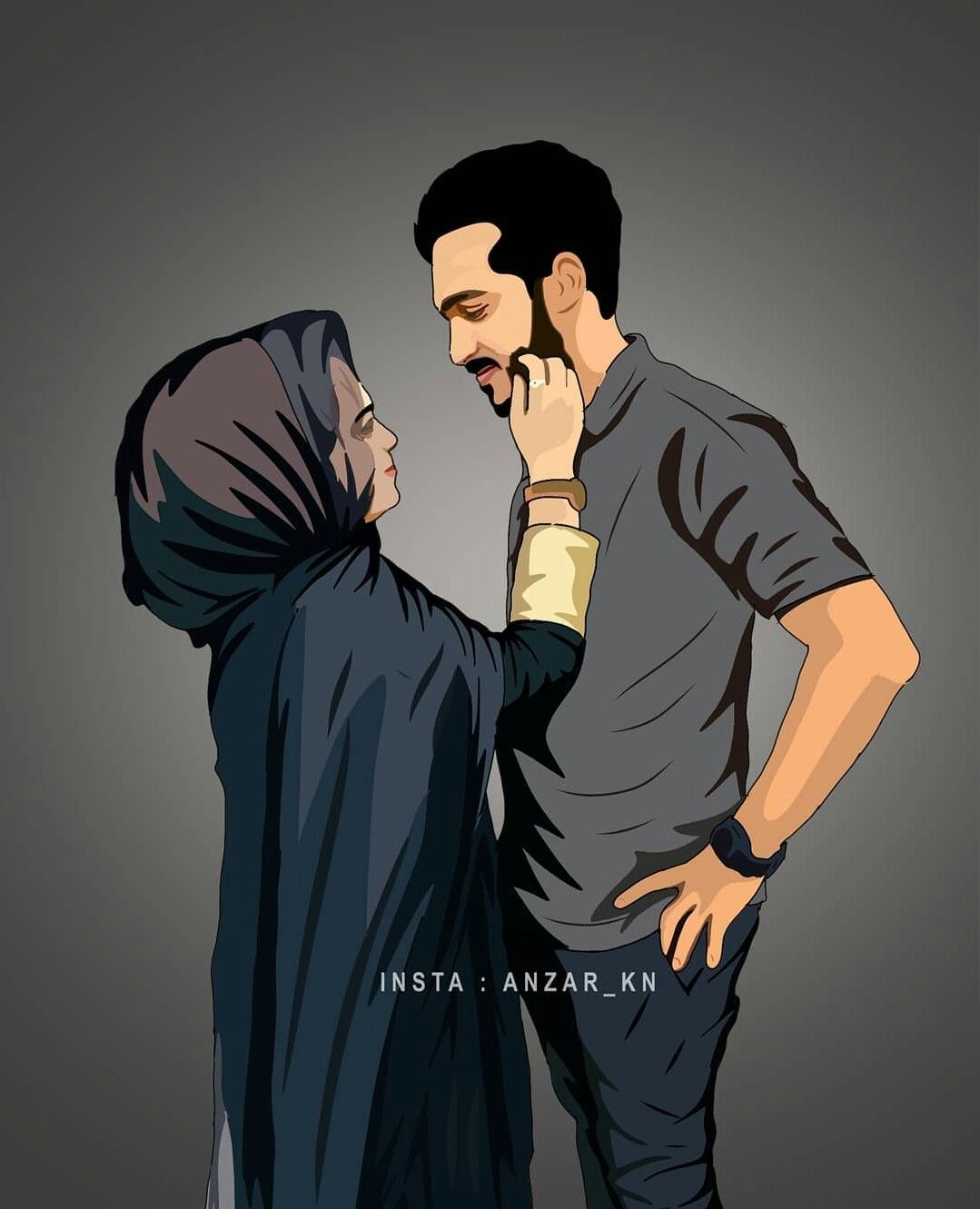 1080x1340 Muslim Couple Cartoon Wallpaper Free Muslim Couple Cartoon, Phone