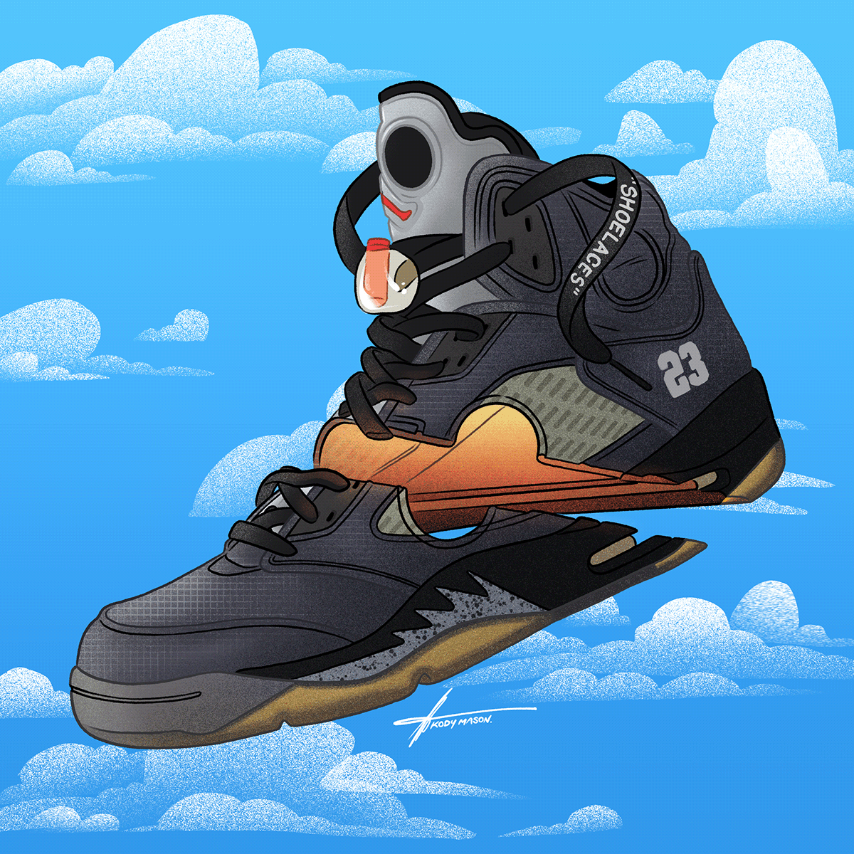 1200x1200 Off White Jordan 5 Sneaker Illustration By Kody Mason. Sneakers Illustration, Sneakers, Sneaker Art, Phone