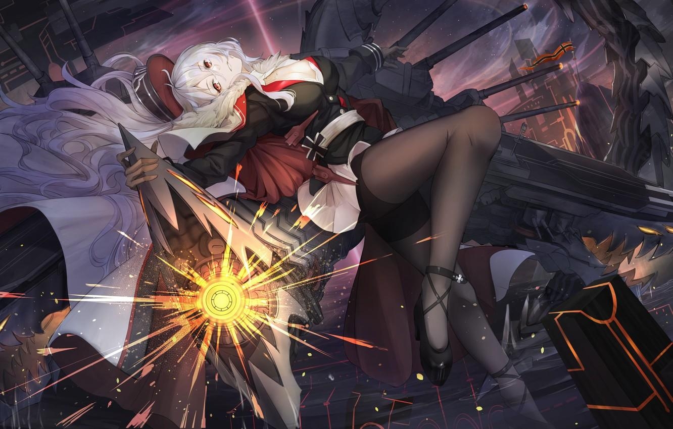 1340x850 Wallpaper girl, weapons, Pose, Azur Lane image for desktop, section, Desktop