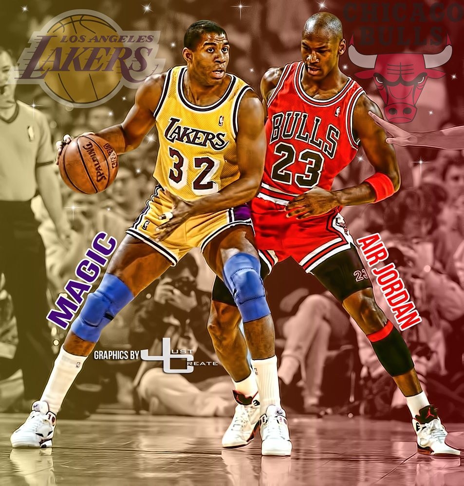 960x1000 Magic Johnson vs. Michael Jordan graphics, Phone