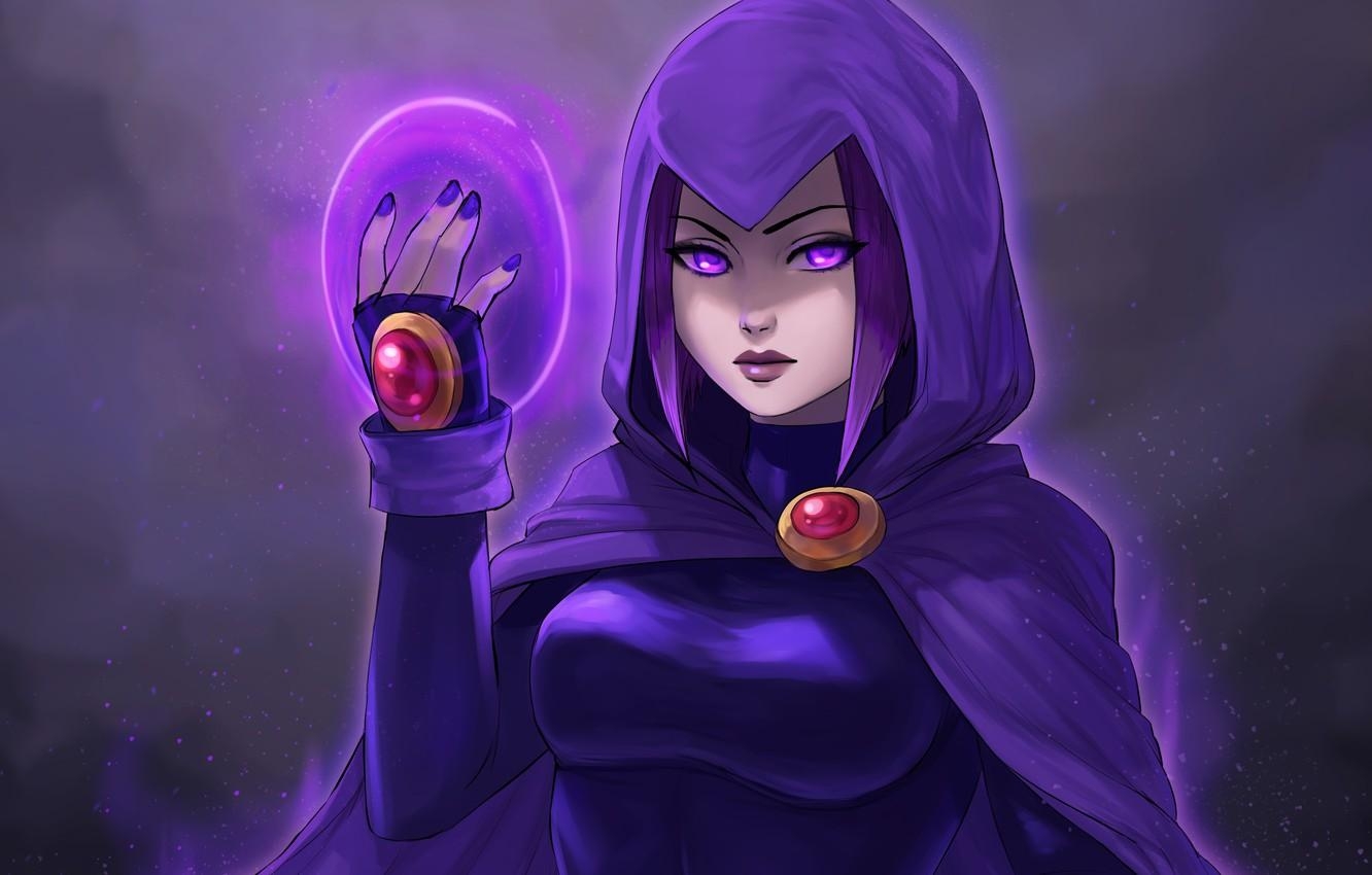 1340x850 Wallpaper chest, girl, hood, raven, art, DC Comics, teen titans, Desktop