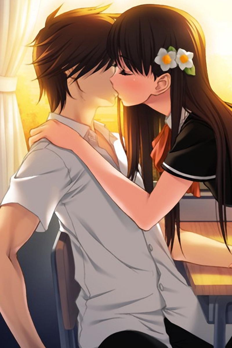 800x1200 Wallpaper Boy, Girl, Kiss, Tenderness, Dawn Romantic, Phone