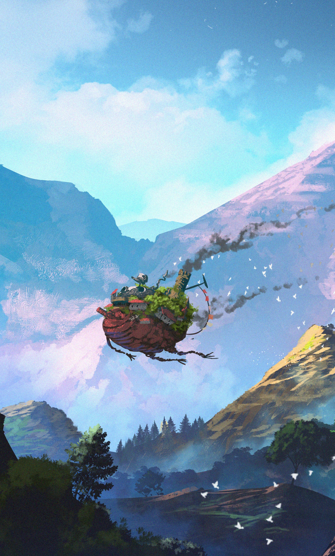 1280x2120 Moving Castle iPhone HD 4k Wallpaper, Image, Background, Photo and Picture, Phone