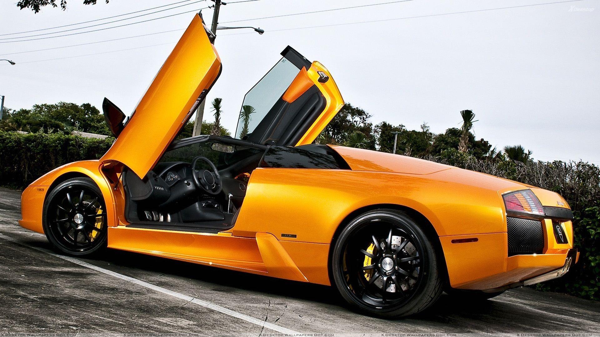 1920x1080 Lamborghini Murcielago In Orange Doors Open Side Pose Wallpaper, Desktop