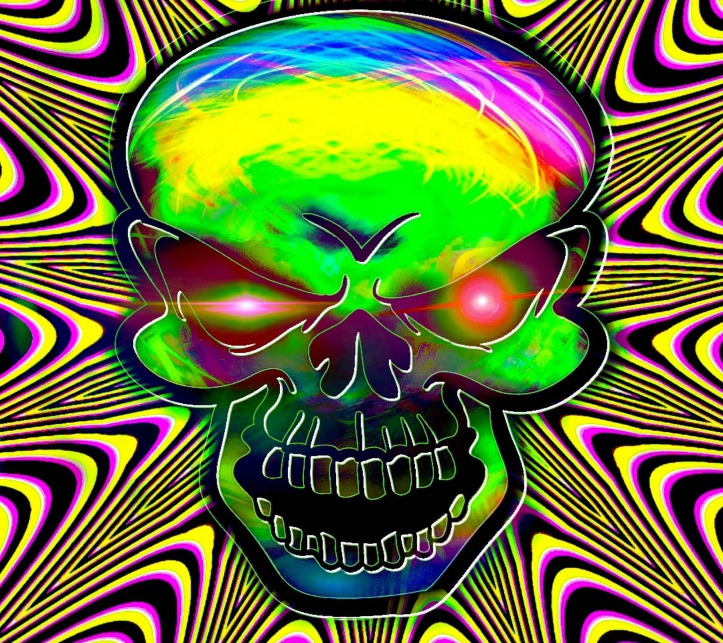 1440x1280 Trippy Skull Wallpaper, Desktop