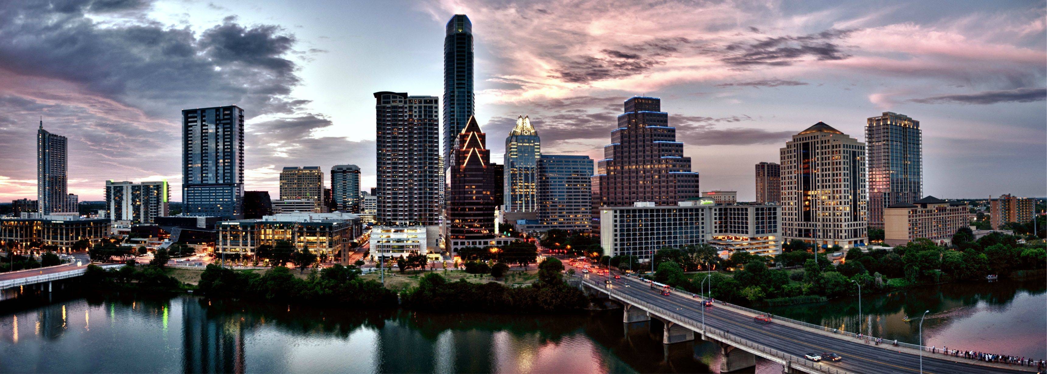 3450x1240 1130x793px Austin Texas Sunset, Dual Screen