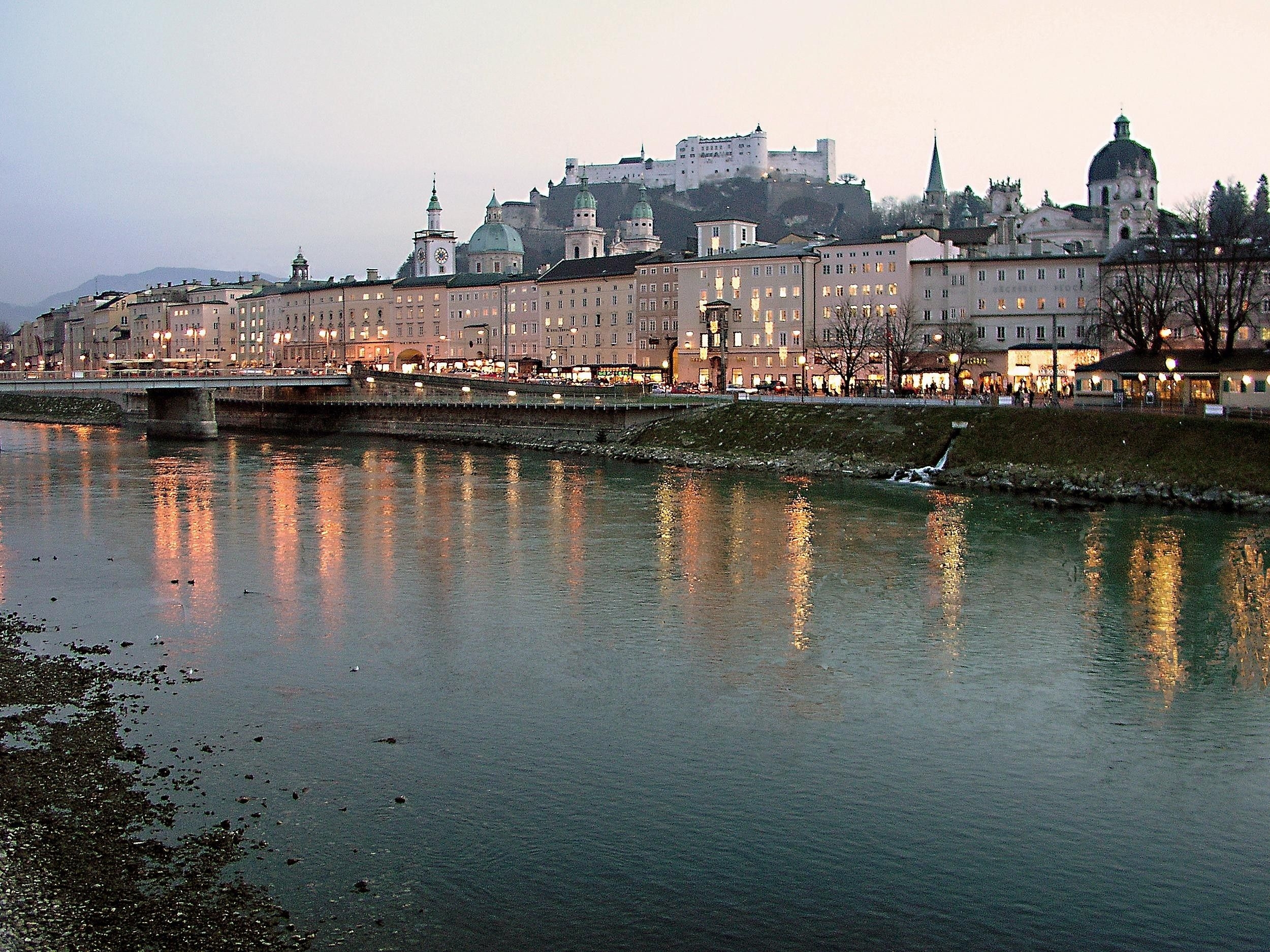 2500x1880 Sunset landscapes cityscapes austria rivers salzburg wallpaper, Desktop