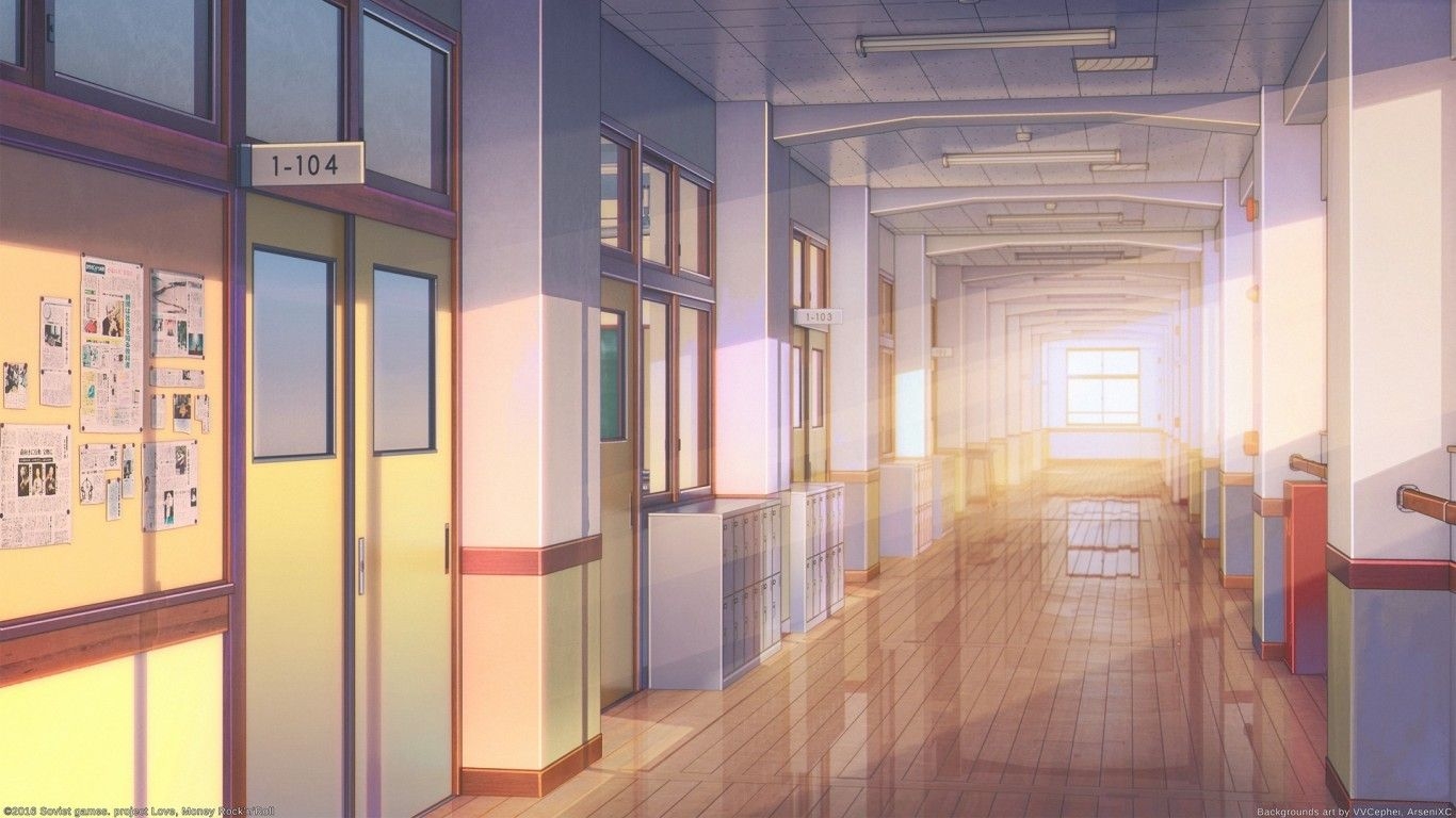 1370x770 Anime Aesthetic Background School. contoh soal pelajaran puisi, Desktop