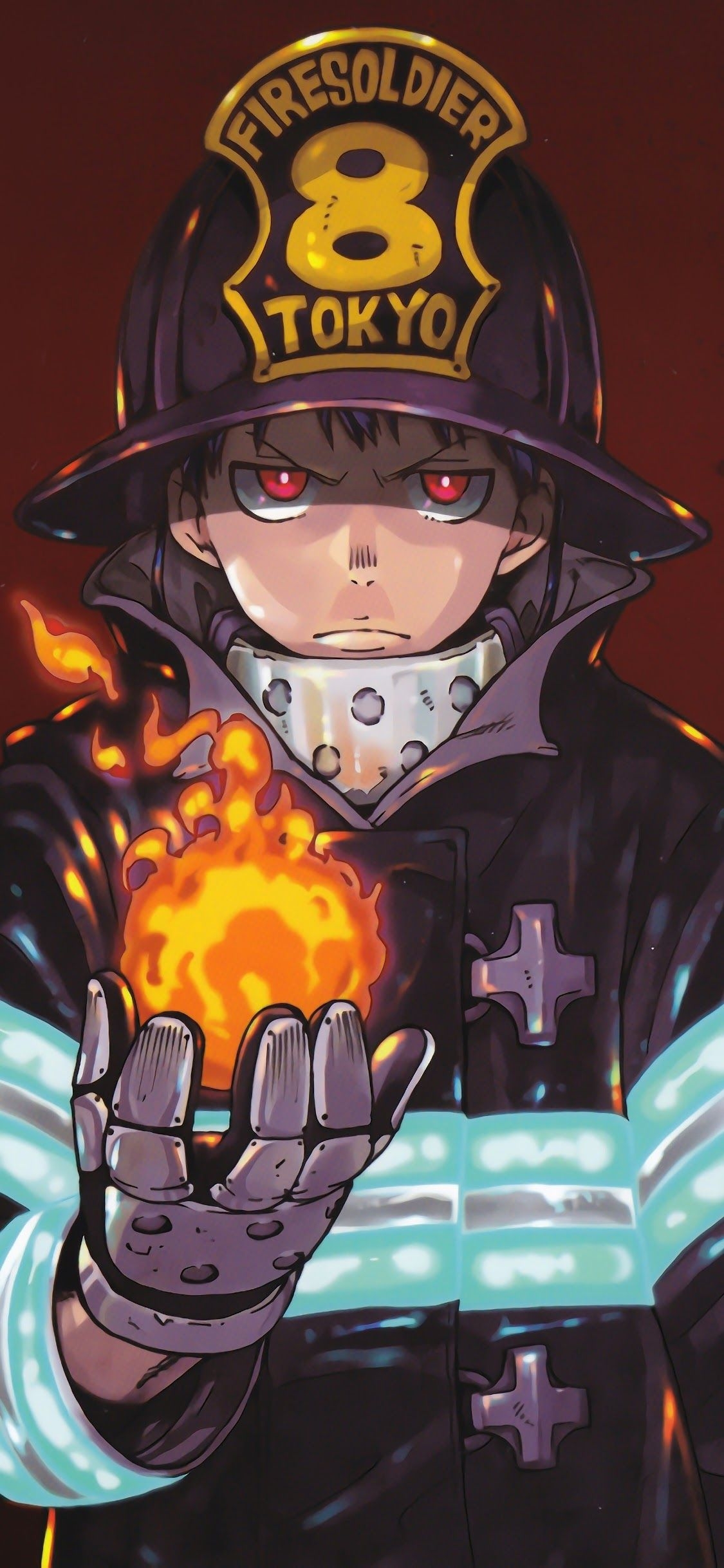 1130x2440 Fire Force Shinra Flame 8K Wallpaper, Phone