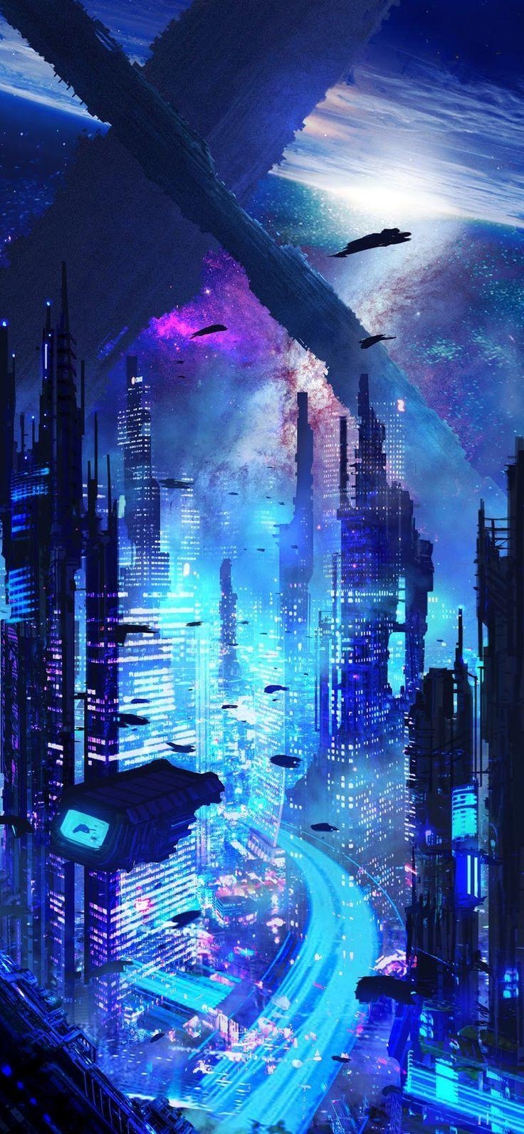 740x1600 Fictional city (iPhone X) - #City #fictional #iphone, Phone