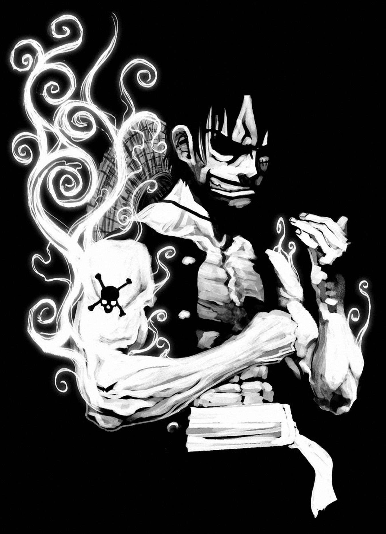 1350x1870 black and white one piece monkey d luffy  wallpaper, Phone