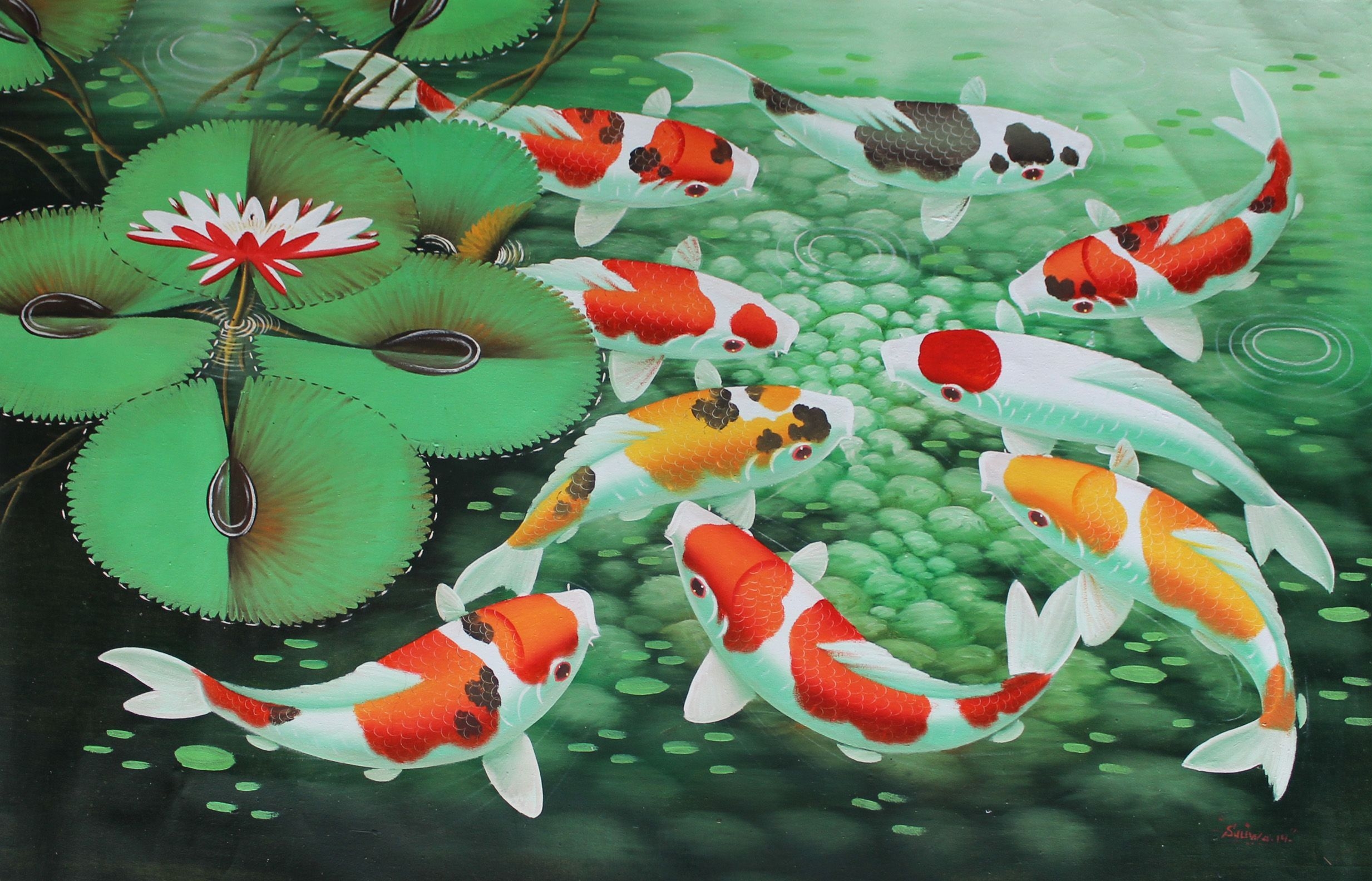 2470x1590 Koi Painting Wallpaper Free Koi Painting Background, Desktop