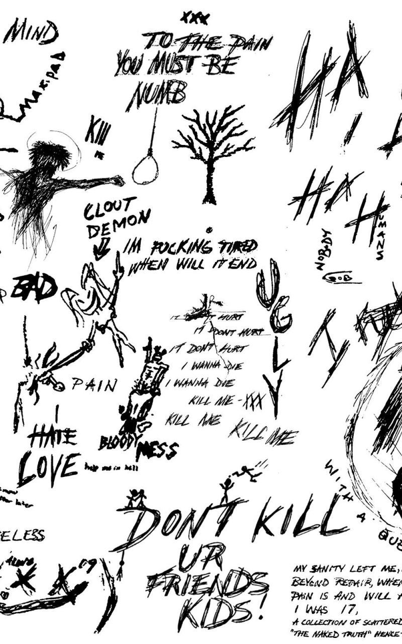 800x1280 Free download Made this XXXTentacion wallpaper out if his drawings, Phone