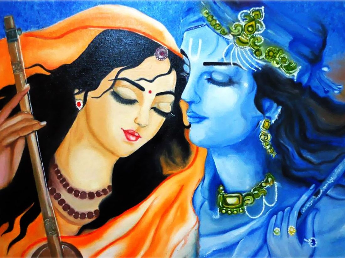 1100x830 Radha Krishna Painting Image HD Download, Desktop