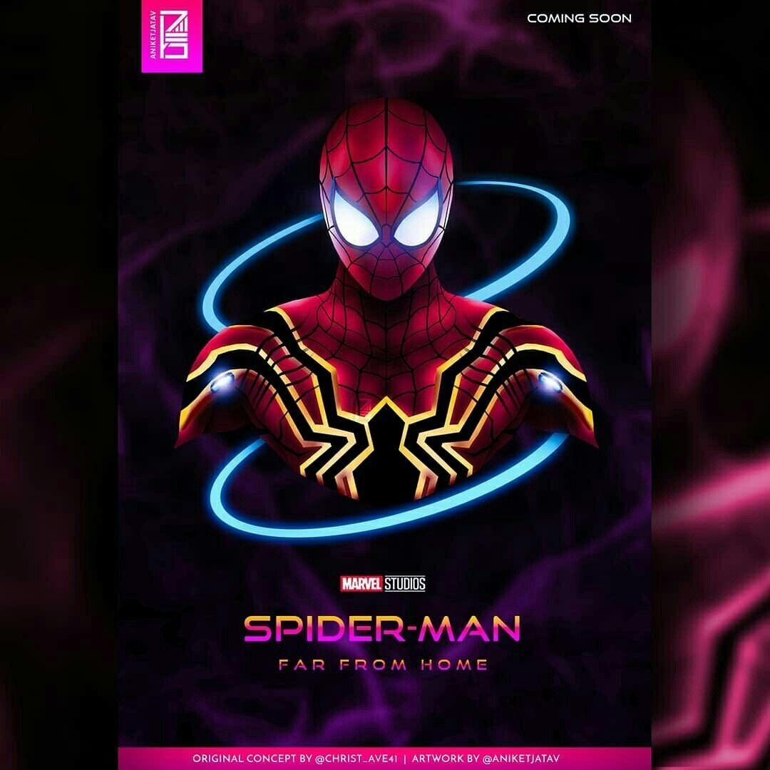 1080x1080 Spider Man: Far From Home V.2. Neon Marvel. Spiderman, Phone