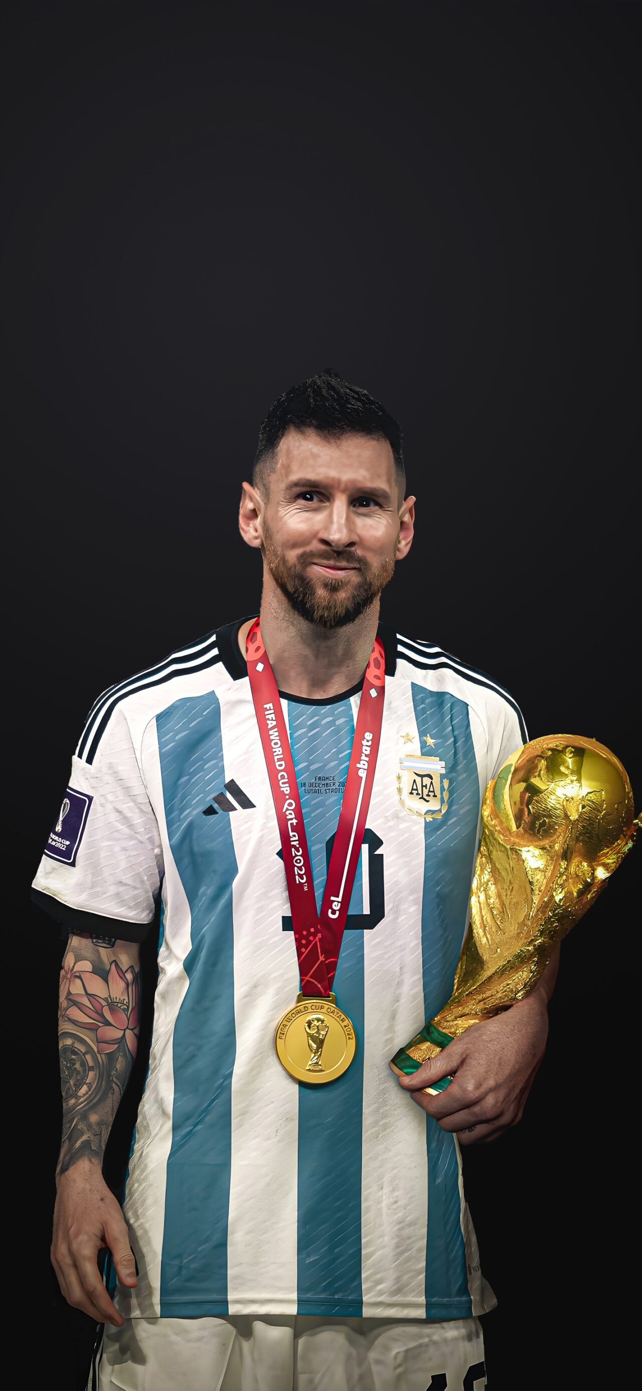 1280x2770 Leo messi kissing world cup Wallpaper, Phone