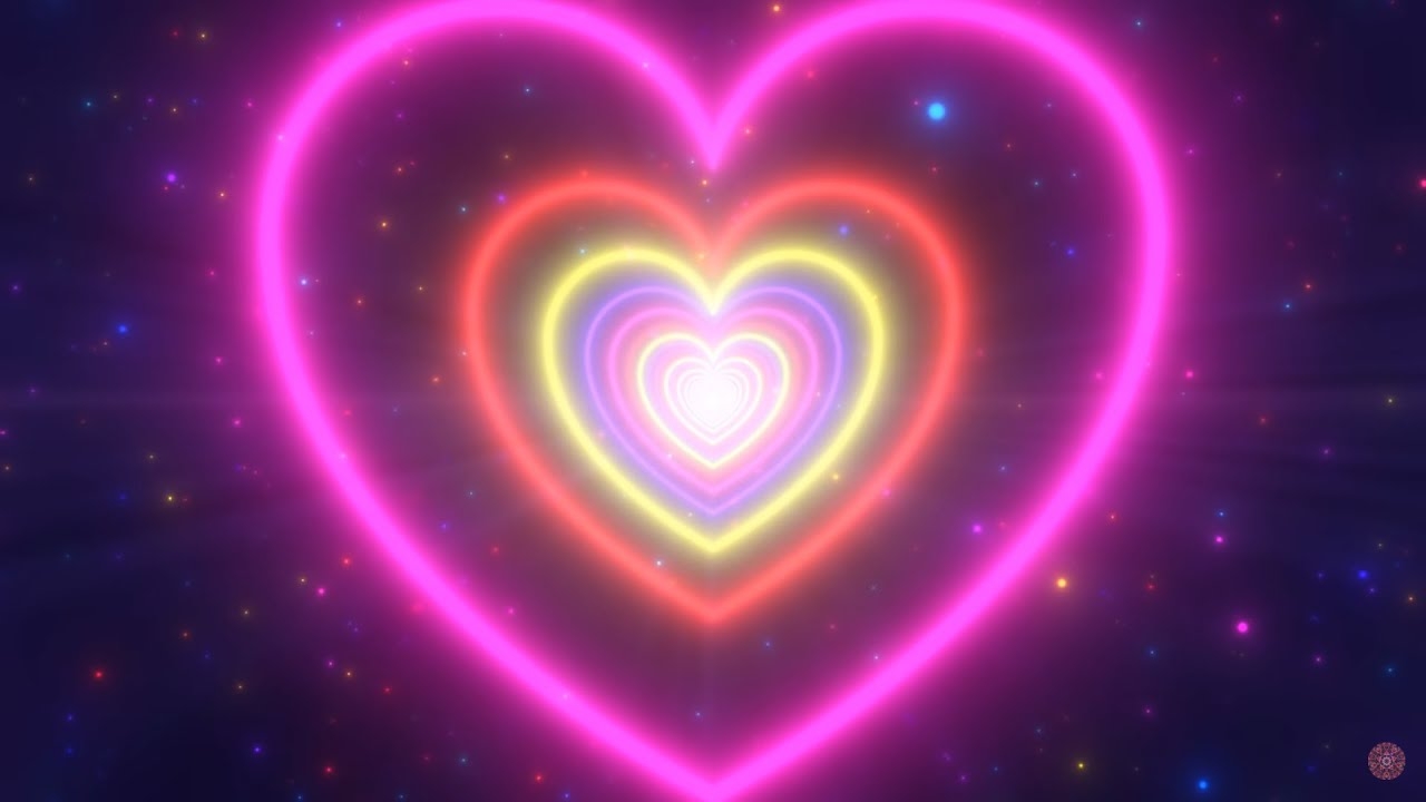 1280x720 TIKTOK TREND Neon Lights Heart Tunnel Background Slowmo, Desktop