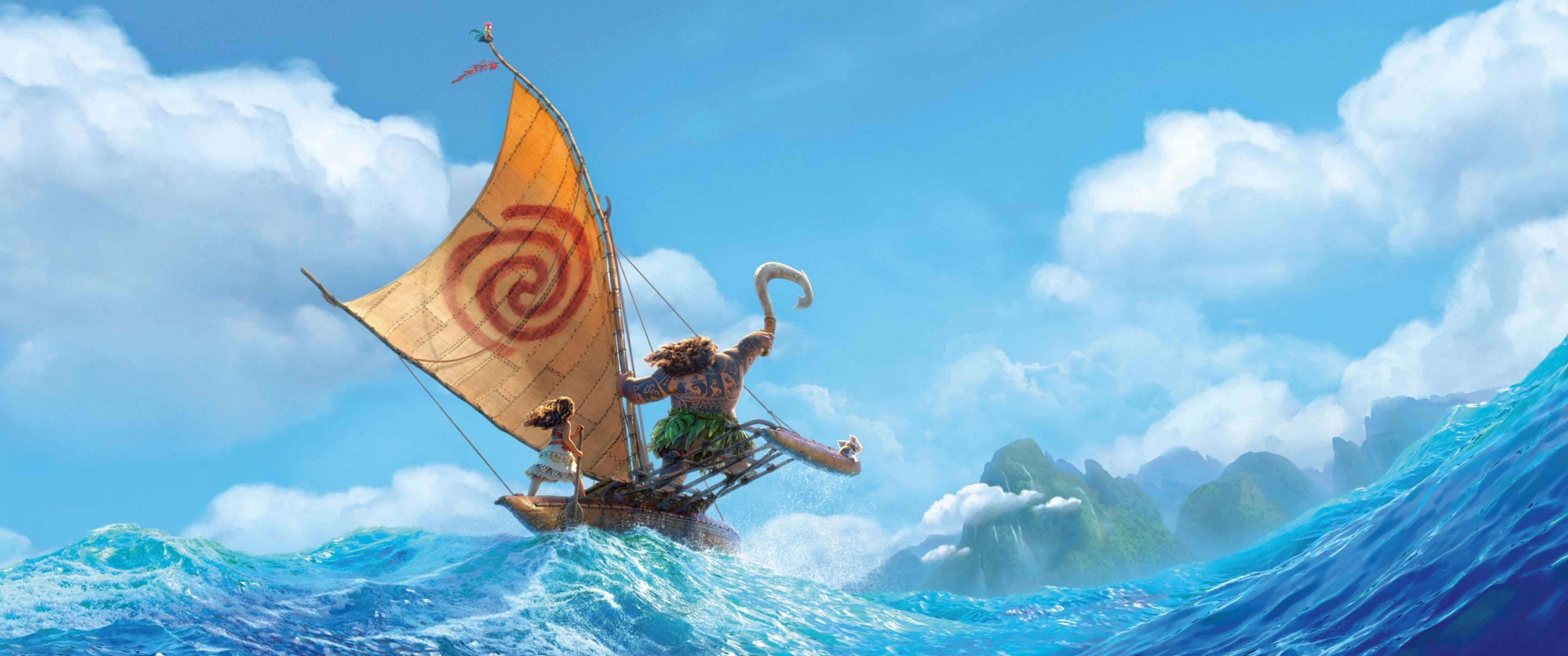 3440x1440 Disney's Moana [21:9], Dual Screen