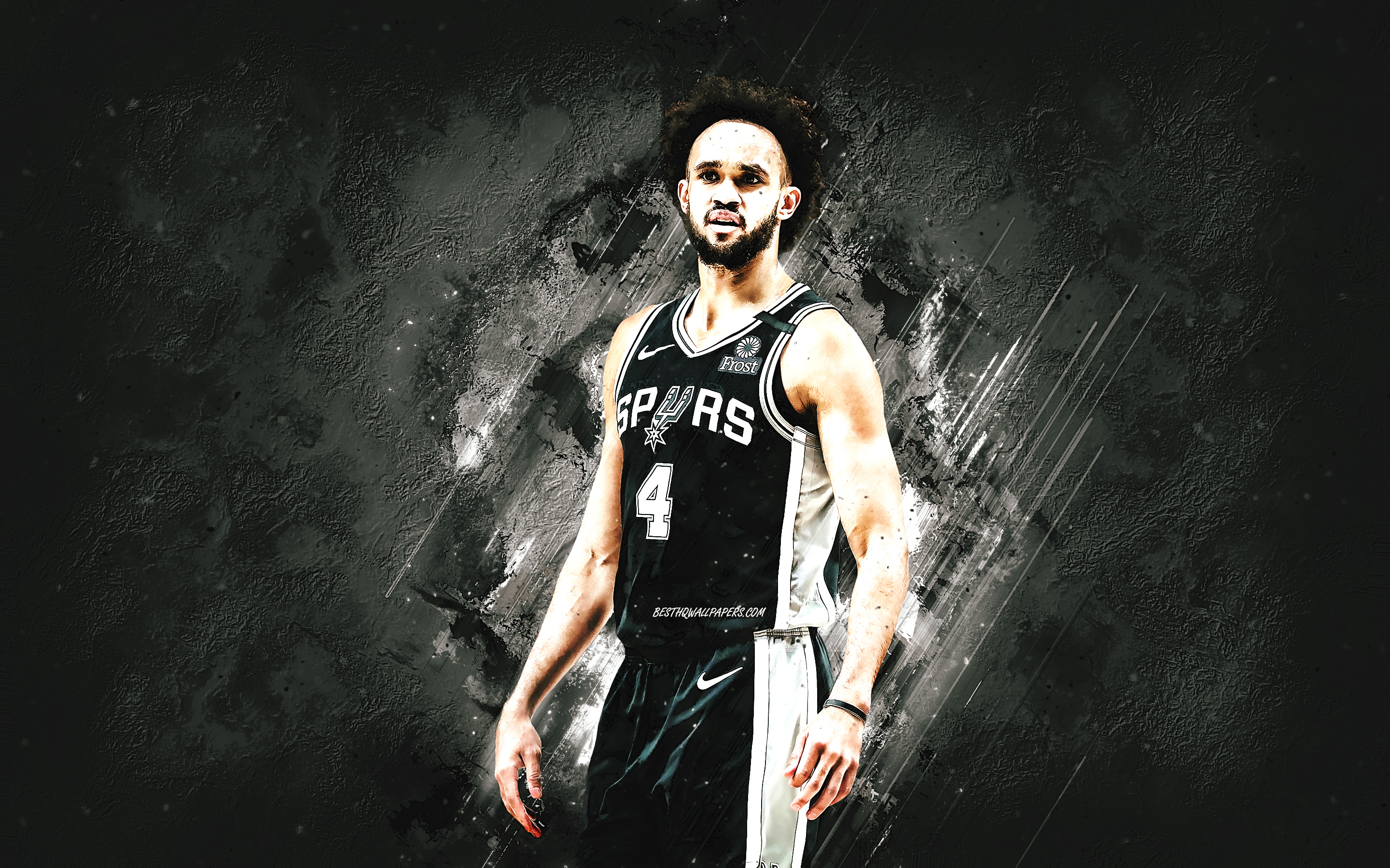 2880x1800 Download wallpaper Derrick White, San Antonio Spurs, NBA, American Basketball Player, Black Stone Background, Basketball, National Basketball Association, USA for desktop with resolution. High Quality HD picture wallpaper, Desktop