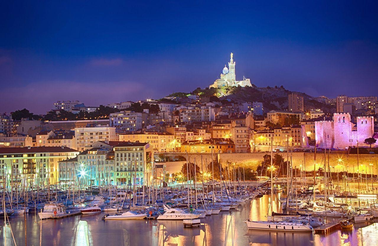 1280x840 image Marseille France Yacht Sailing Marinas Evening Cities, Desktop