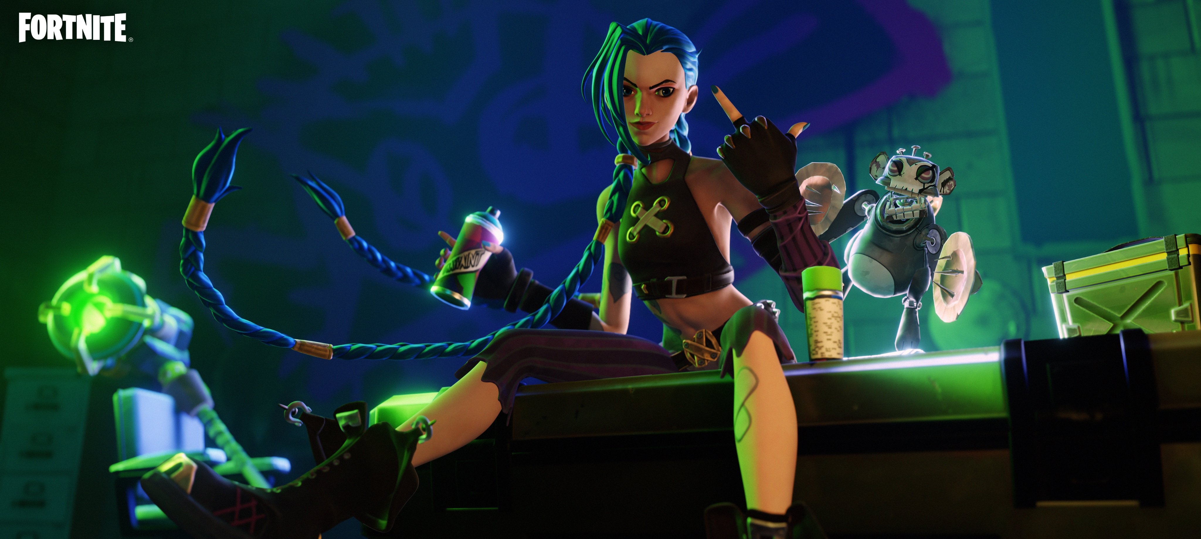 4100x1850 Arcane Jinx Fortnite wallpaper, Dual Screen