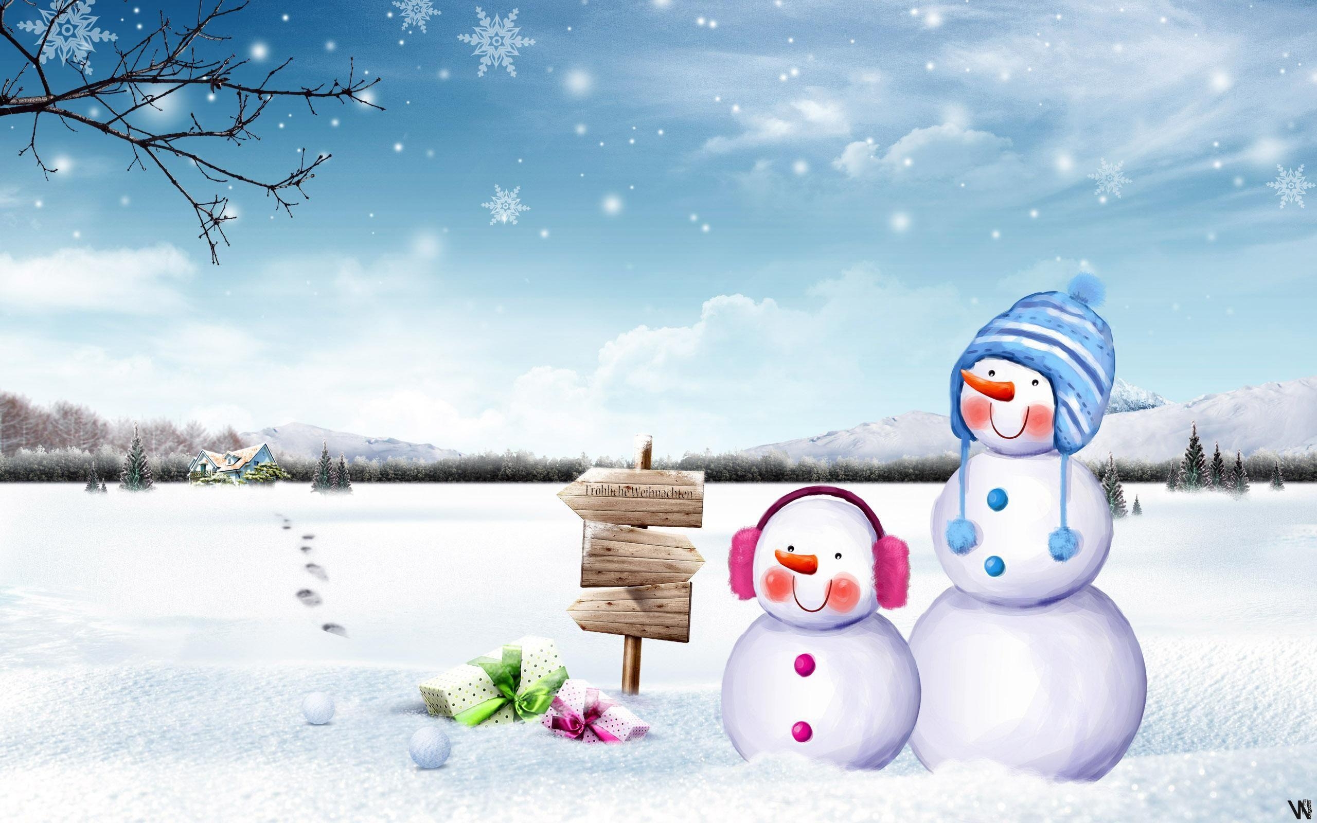 2560x1600 Cute Snowmen HD Wallpaper. Snowman wallpaper, Cute, Desktop