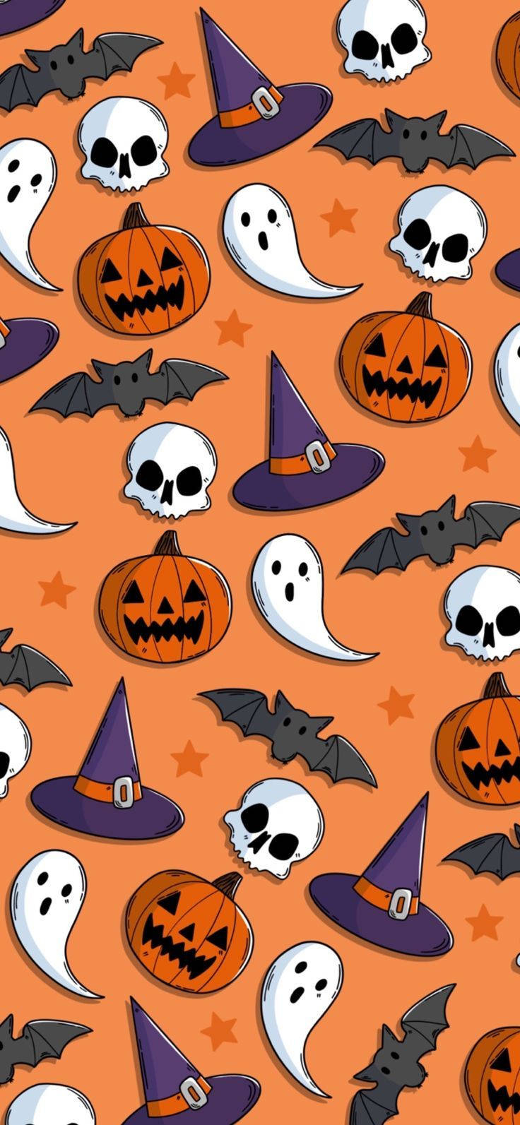 740x1600 Download Cute Halloween Phone Orange Wallpaper, Phone